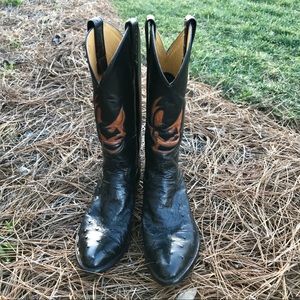 CABOOT Black Ostrich Western Boots 9B
